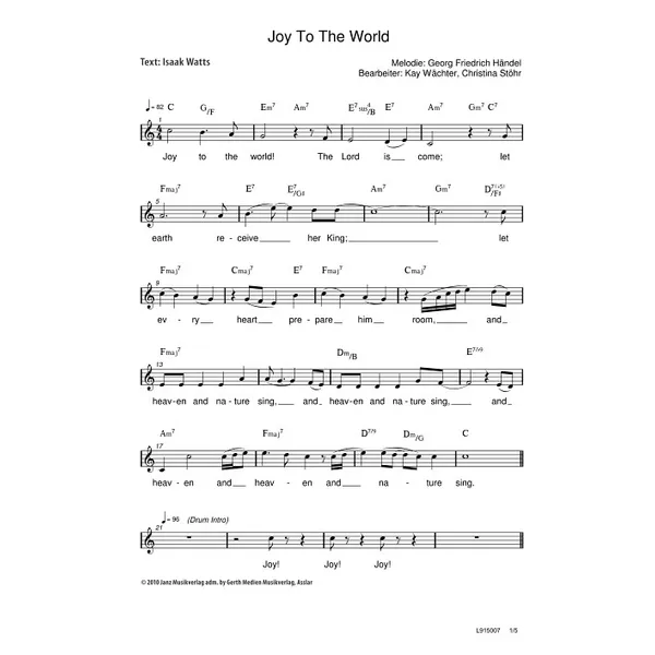 Produktbild des Artikels Joy To The World (Noten - Download)