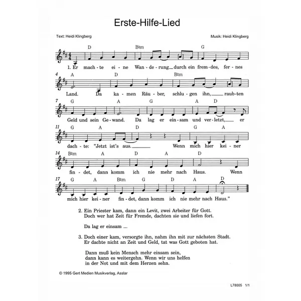 Produktbild des Artikels Erste-Hilfe-Lied (Noten - Download)