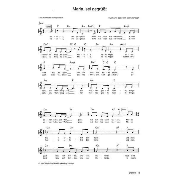 Produktbild des Artikels Maria, sei gegrüßt (Noten - Download)