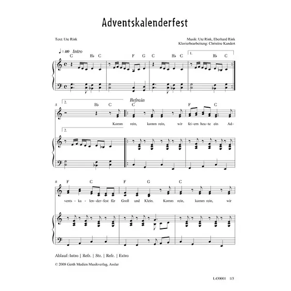 Produktbild des Artikels Adventskalenderfest (Noten - Download)
