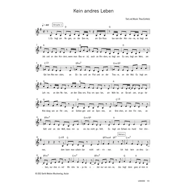 Produktbild des Artikels Kein andres Leben (Noten - Download)