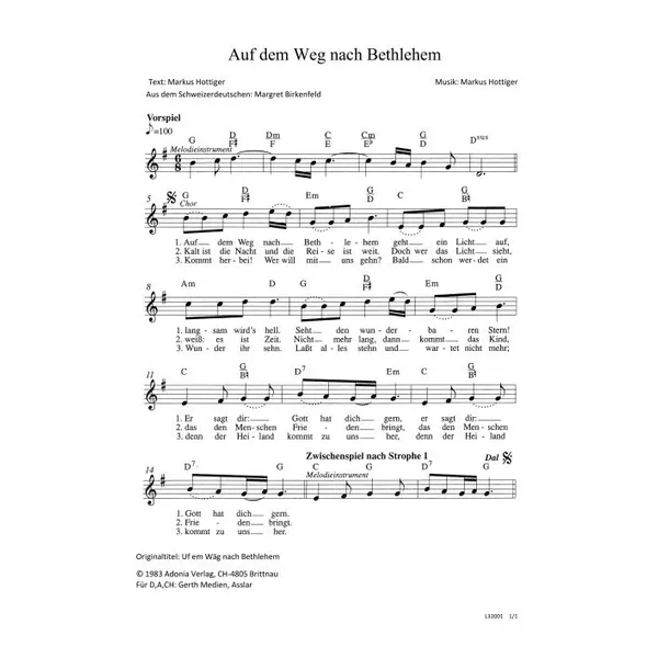 Produktbild des Artikels Auf dem Weg nach Bethlehem (Noten - Download)