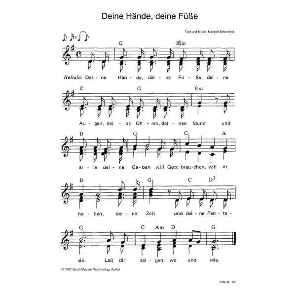 Produktbild des Artikels Deine Hände, deine Füße (Noten - Download)