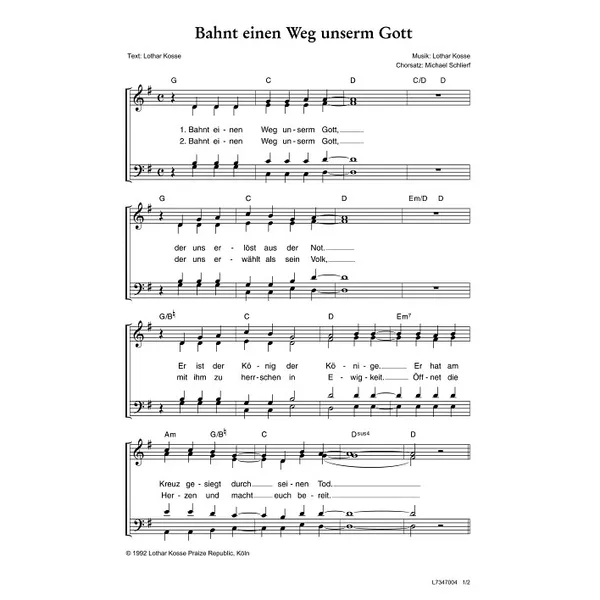 Produktbild des Artikels Bahnt einen Weg unserm Gott (Noten - Download)