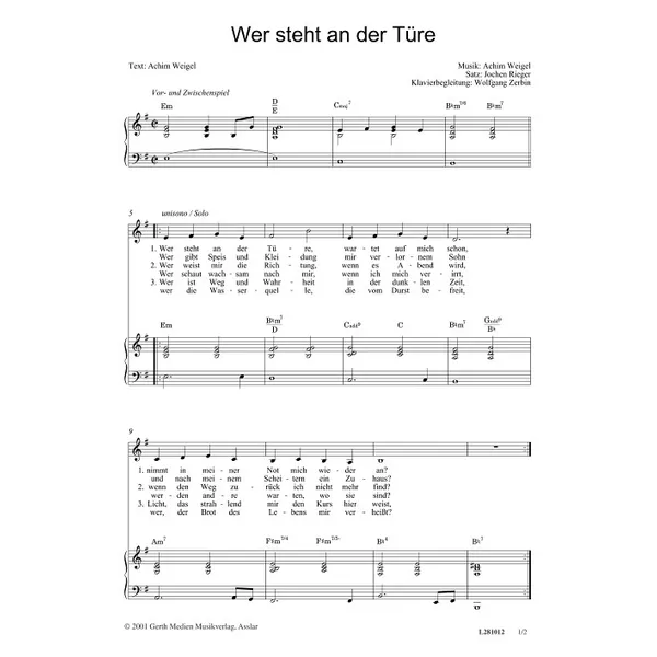 Produktbild des Artikels Wer steht an der Türe (Noten - Download)