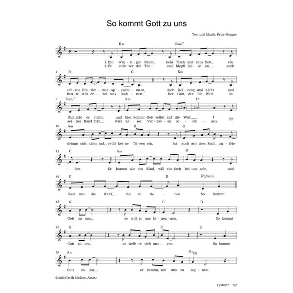 Produktbild des Artikels So kommt Gott zu uns (Noten - Download)