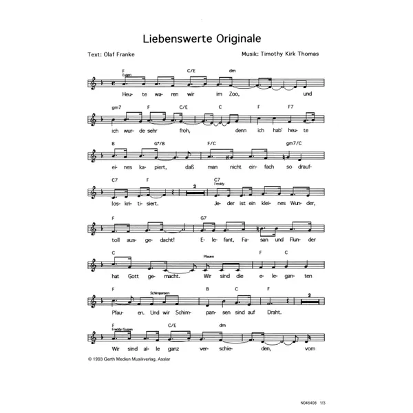 Produktbild des Artikels Liebenswerte Originale (Noten - Download)