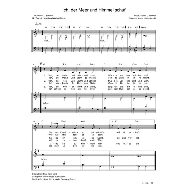 Produktbild des Artikels Ich, der Meer und Himmel schuf - andere Übersetzung als L111212 (Noten - Download)