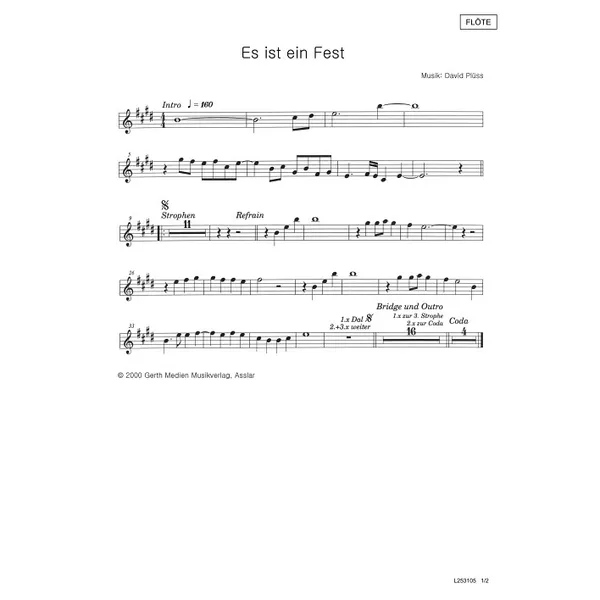 Produktbild des Artikels Es ist ein Fest (Flöte/Saxophon) (Noten - Download)