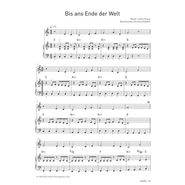 Produktbild des Artikels Bis ans Ende der Welt (Noten - Download)