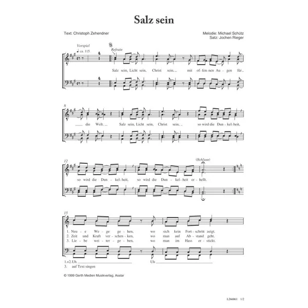 Produktbild des Artikels Salz sein (Noten - Download)