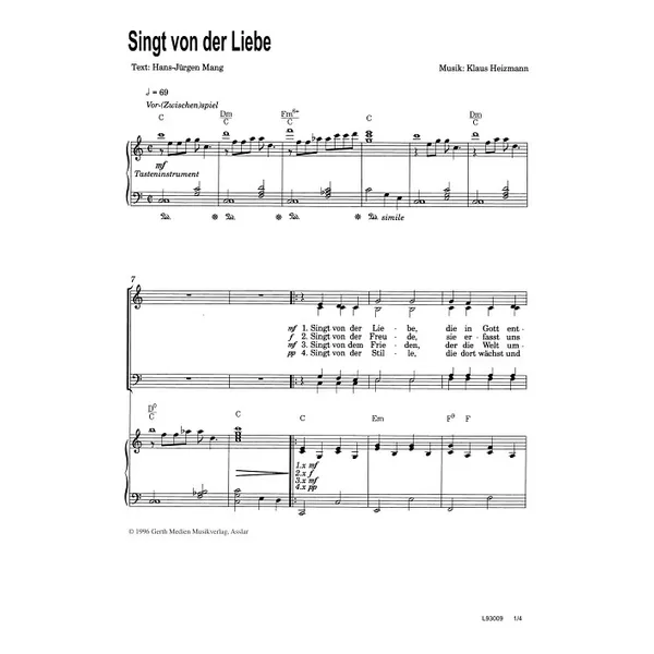 Produktbild des Artikels Singt von der Liebe (Noten - Download)