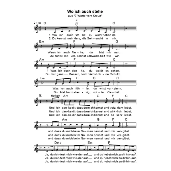 Produktbild des Artikels Wo ich auch stehe - 7 Worte (Noten - Download)