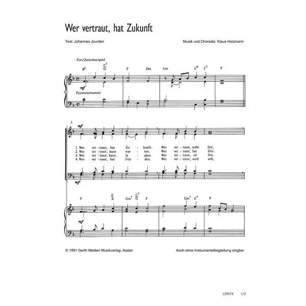 Produktbild des Artikels Wer vertraut, hat Zukunft (Noten - Download)
