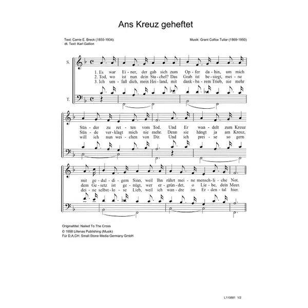 Produktbild des Artikels Ans Kreuz geheftet (Noten - Download)