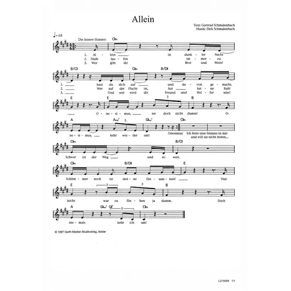 Produktbild des Artikels Allein (Noten - Download)