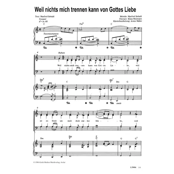 Produktbild des Artikels Weil nichts mich trennen kann von Gottes Liebe (Noten - Download)