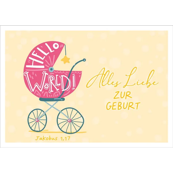 Produktbild des Artikels Faltkarte "Hello World - Kinderwagen " - Geburt (Schreibwaren)
