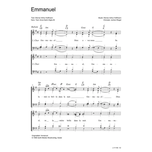 Produktbild des Artikels Emmanuel (Noten - Download)