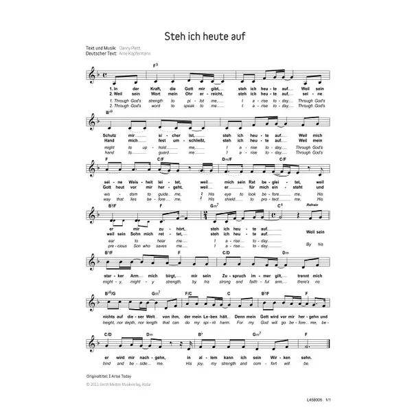 Produktbild des Artikels Steh ich heute auf (Noten - Download)