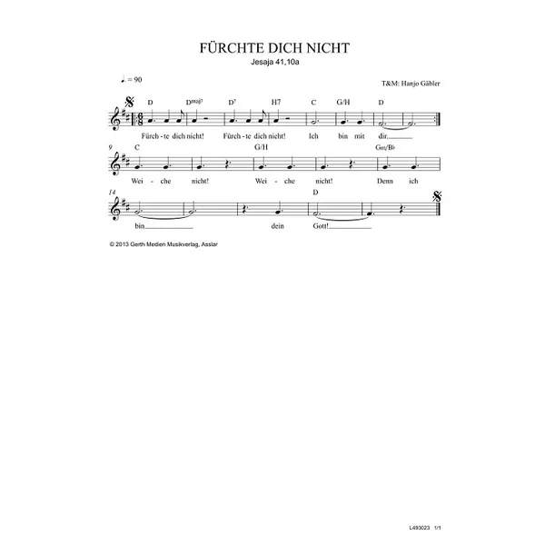 Produktbild des Artikels Fürchte dich nicht (Noten - Download)