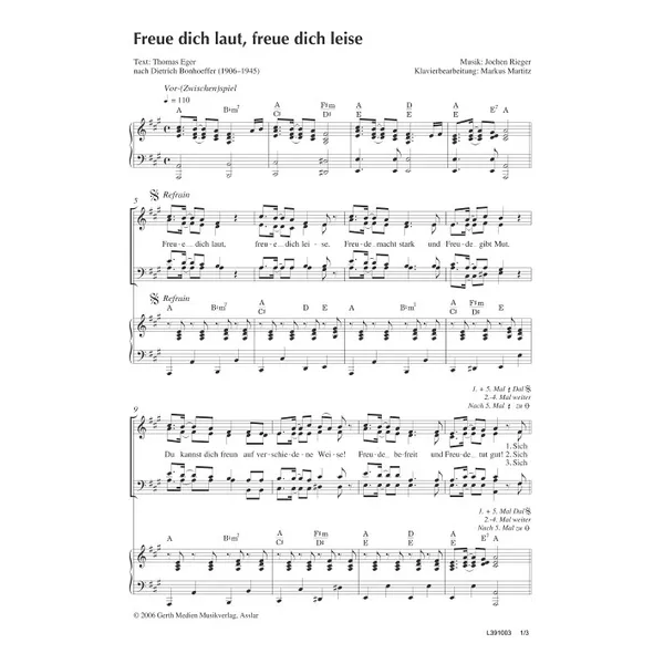 Produktbild des Artikels Freue dich laut, freue dich leise (Noten - Download)