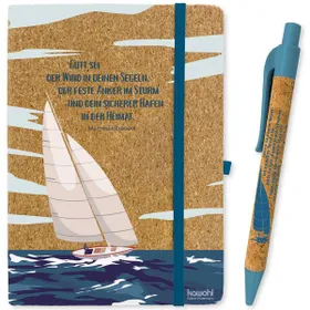 Produktbild des Artikels Set: Notizbuch Kork+Kugelschreiber "Gott sei der Wind in deinen Segeln" (Schreibwaren - Gebunden)