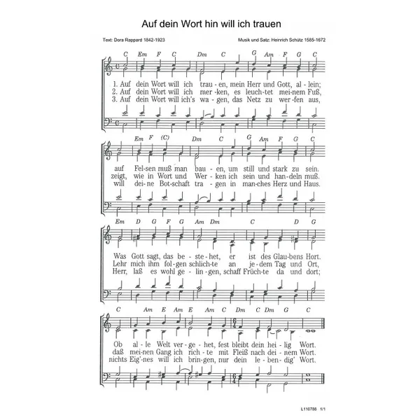 Produktbild des Artikels Auf dein Wort hin will ich trauen (Noten - Download)