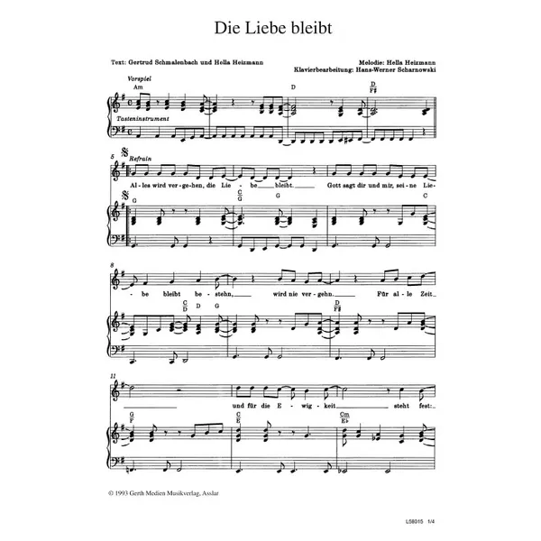 Produktbild des Artikels Die Liebe bleibt (Noten - Download)