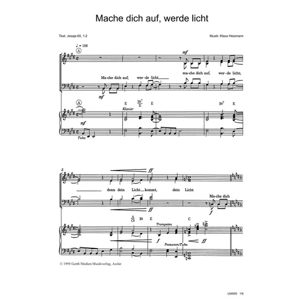Produktbild des Artikels Mache dich auf, werde licht (Noten - Download)