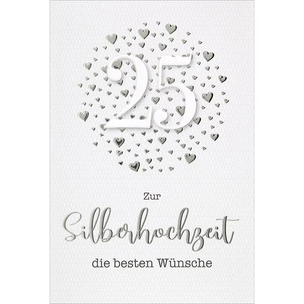 Produktbild des Artikels Faltkarte "Silberhochzeit / Silberherzen" (Schreibwaren)
