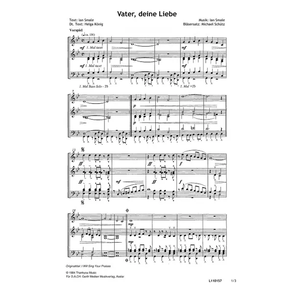 Produktbild des Artikels Vater, deine Liebe (Noten - Download)