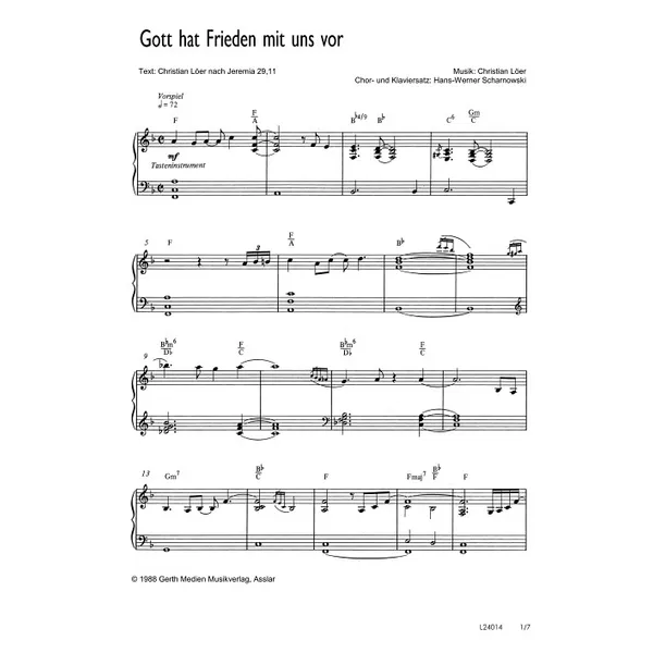 Produktbild des Artikels Gott hat Frieden mit uns vor (Noten - Download)