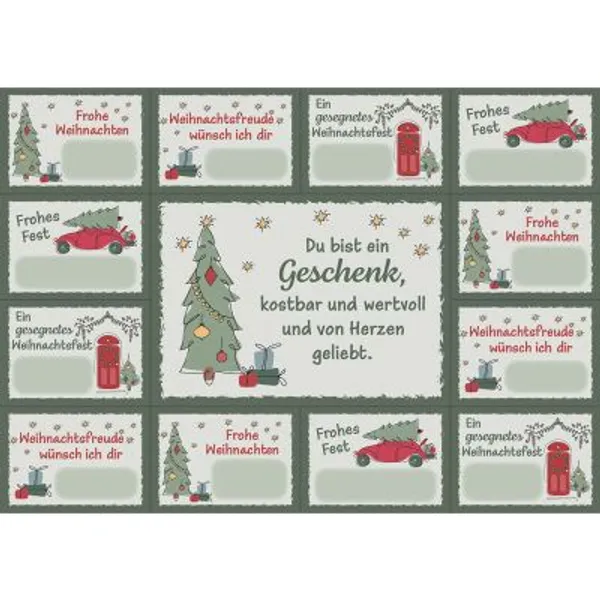 Produktbild des Artikels Aufkleber-Gruß-Karten: Du bist ein Geschenk ... 4 Stück (Schreibwaren)