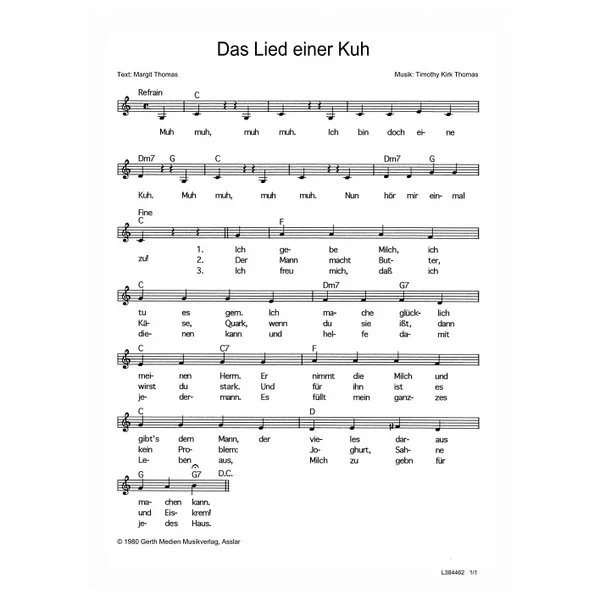 Produktbild des Artikels Das Lied einer Kuh (Noten - Download)