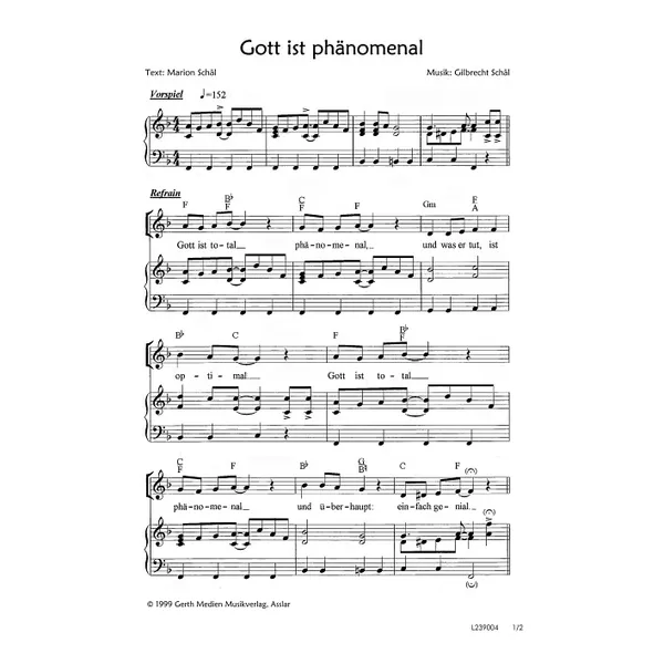 Produktbild des Artikels Gott ist total phänomenal (Noten - Download)