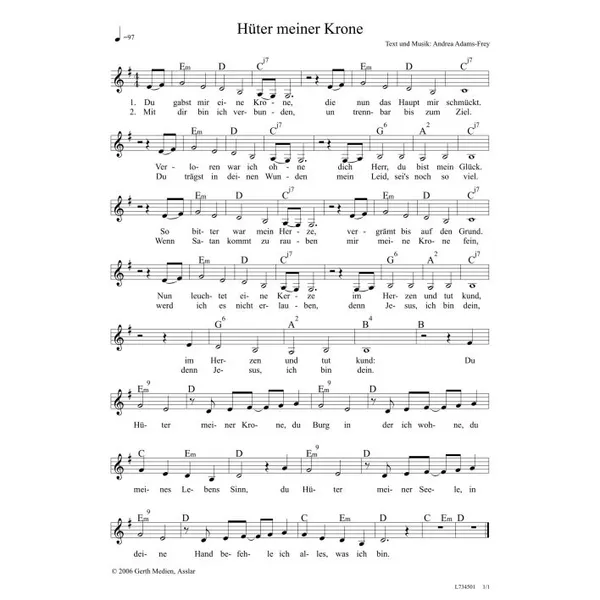 Produktbild des Artikels Hüter meiner Krone (Noten - Download)