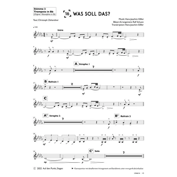 Produktbild des Artikels Was soll das? (2. Trompete in Bb) (Noten - Download)