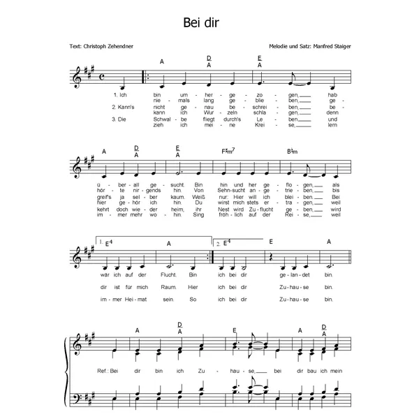 Produktbild des Artikels Bei dir (Noten - Download)