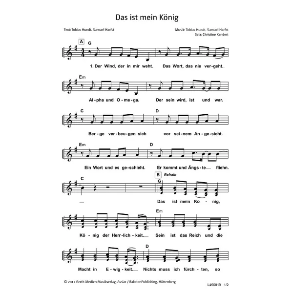 Produktbild des Artikels Das ist mein König (Noten - Download)