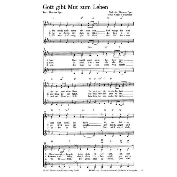 Produktbild des Artikels Gott gibt Mut zum Leben (Noten - Download)