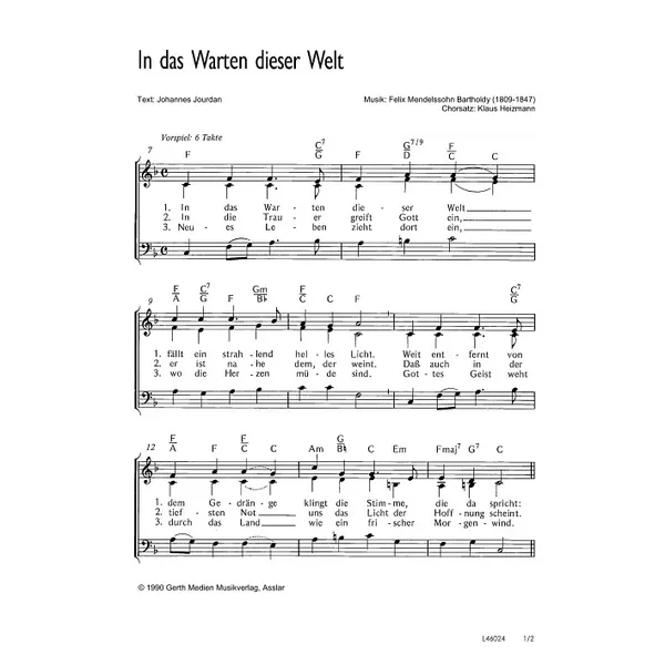 Produktbild des Artikels In das Warten dieser Welt (Noten - Download)
