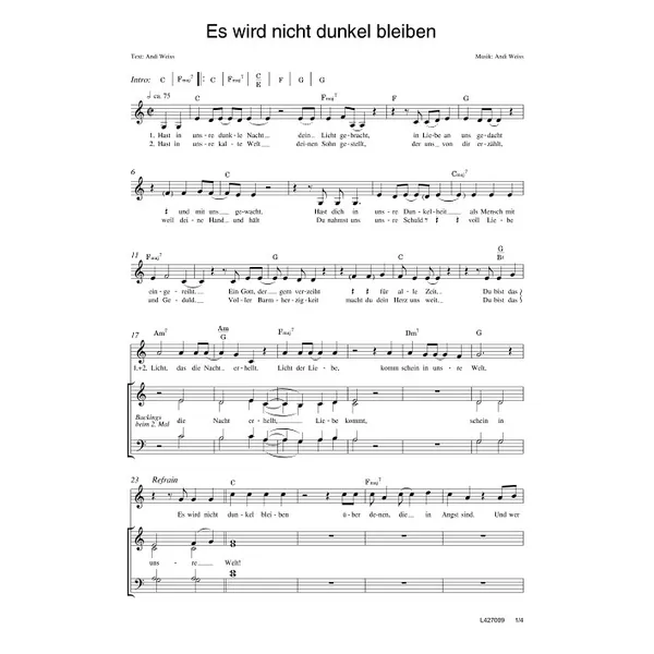 Produktbild des Artikels Es wird nicht dunkel bleiben (Noten - Download)