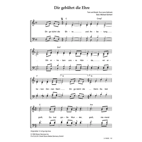 Produktbild des Artikels Dir gebührt die Ehre (Noten - Download)