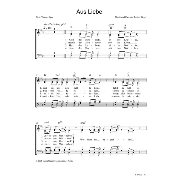 Produktbild des Artikels Aus Liebe (Noten - Download)