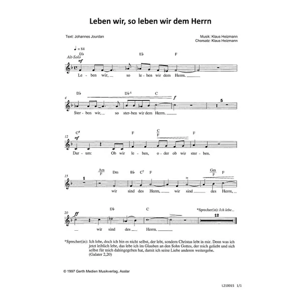 Produktbild des Artikels Leben wir, so leben wir dem Herrn (Noten - Download)