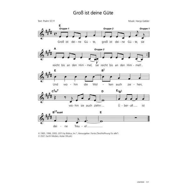 Produktbild des Artikels Groß ist deine Güte (Noten - Download)