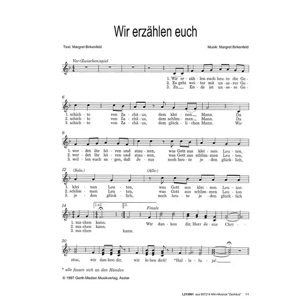 Produktbild des Artikels Wir erzählen euch (Noten - Download)