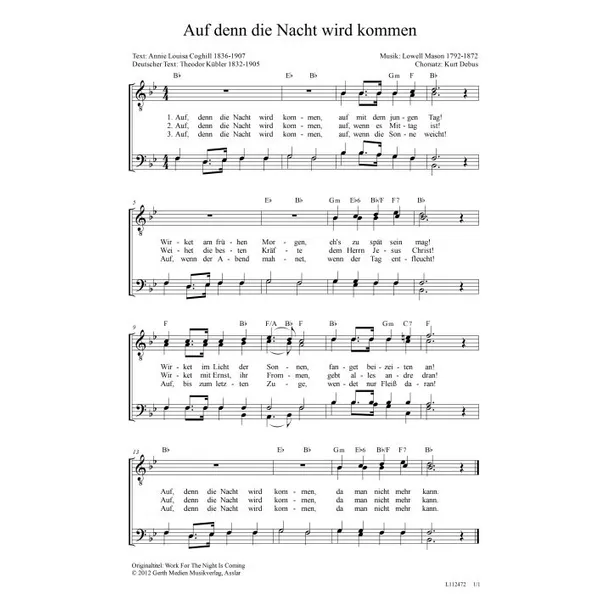 Produktbild des Artikels Auf denn die Nacht wird kommen (Noten - Download)