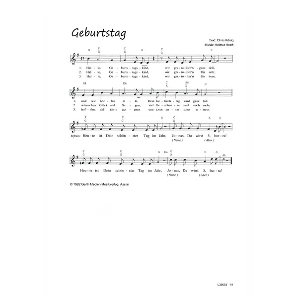 Produktbild des Artikels Geburtstag (Noten - Download)